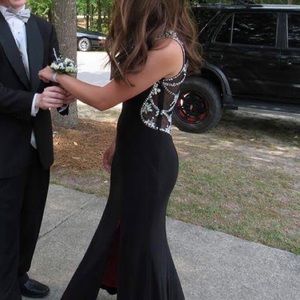 Black Beaded Prom Dress